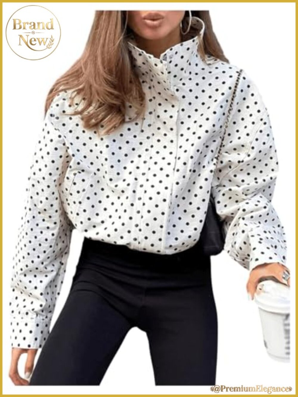 Women's Zip Up Windbreaker Jacket Stand Collar Loose Fall Streetwear